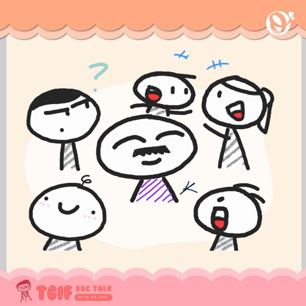 Illustration of a senior lovingly accompanied and encouraged by family members to take the Mini-Mental State Examination (MMSE).
