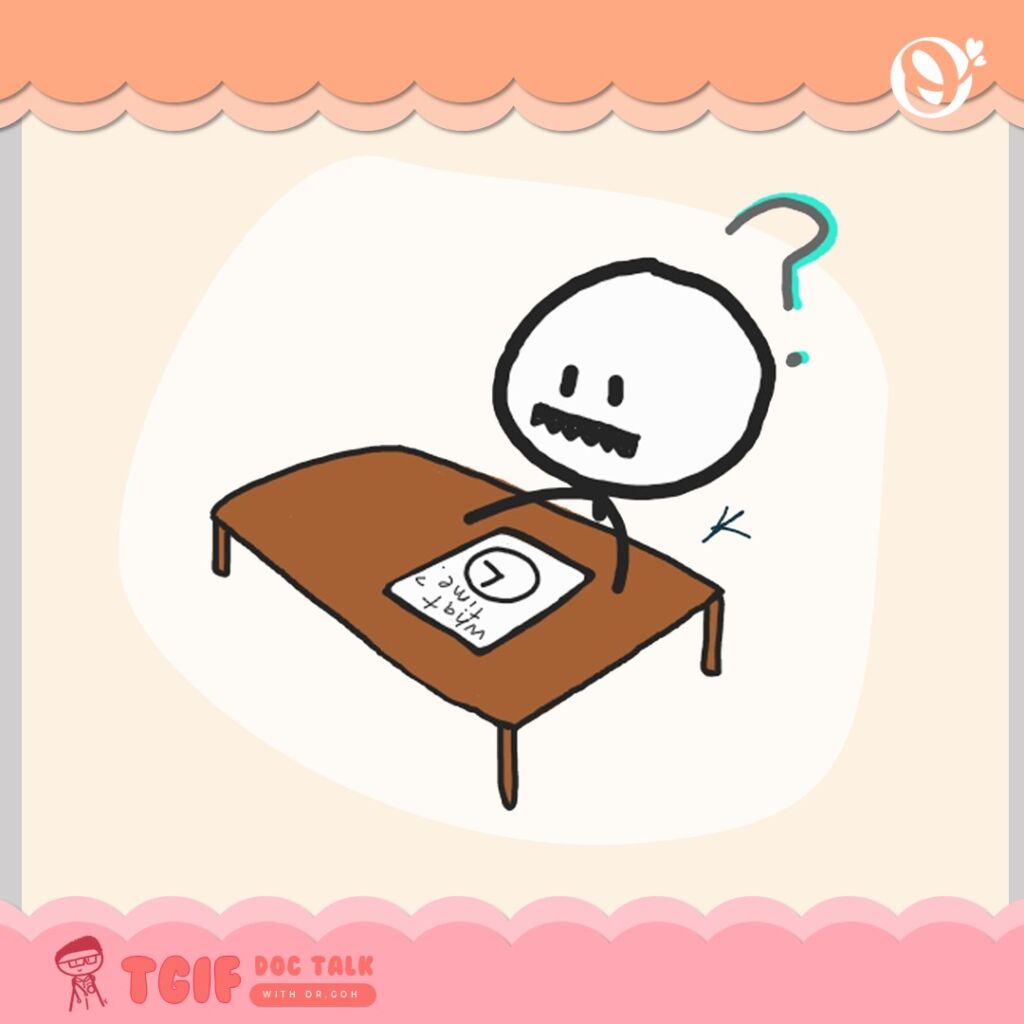 Illustration of a senior answering Mini-Mental State Examination (MMSE) to assess thinking and memory skills.