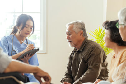 Senior man getting mini mental state examiniation for dementia
