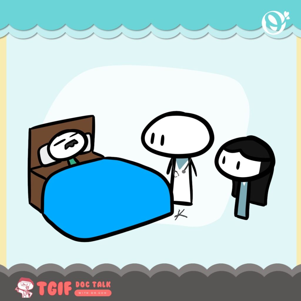Illustration of an elderly person receiving palliative care in the hospital for serious illness