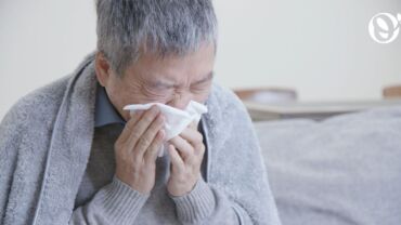 senior citizen having influenza, also known as the flu